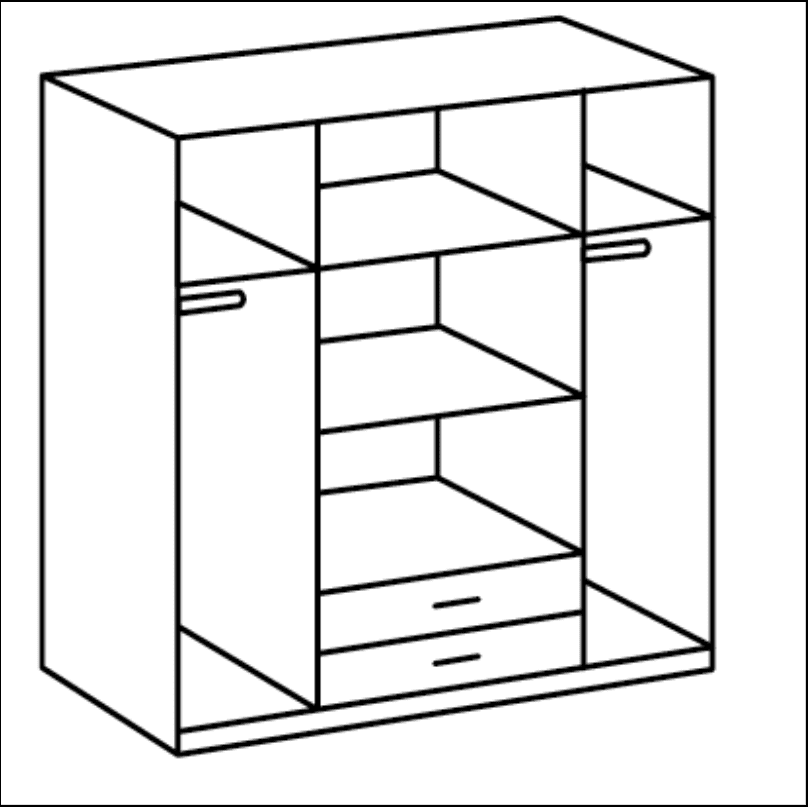 Arctiva 4 Door Wardrobe - White and Oak Effect