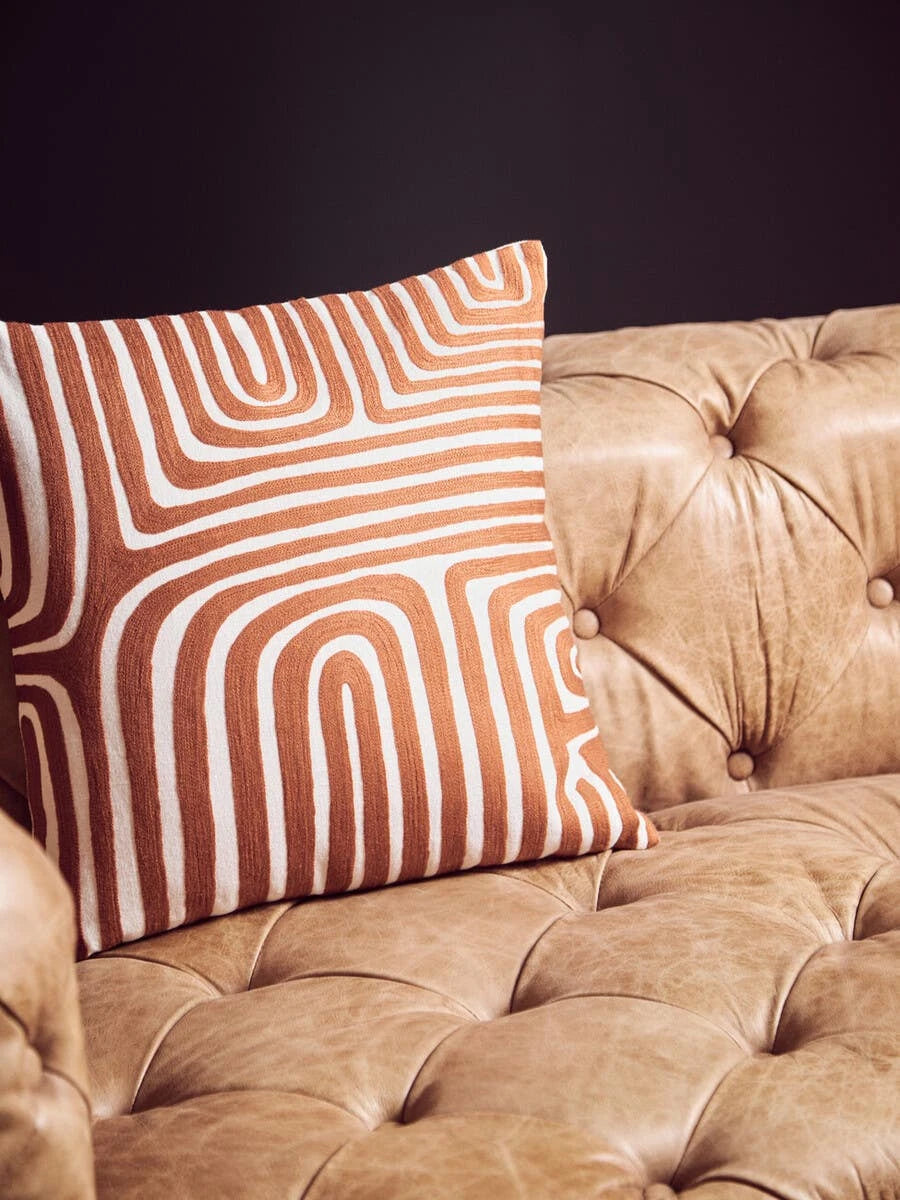 Basim | Luxury Brown Leather Tufted 3 Seater Sofa