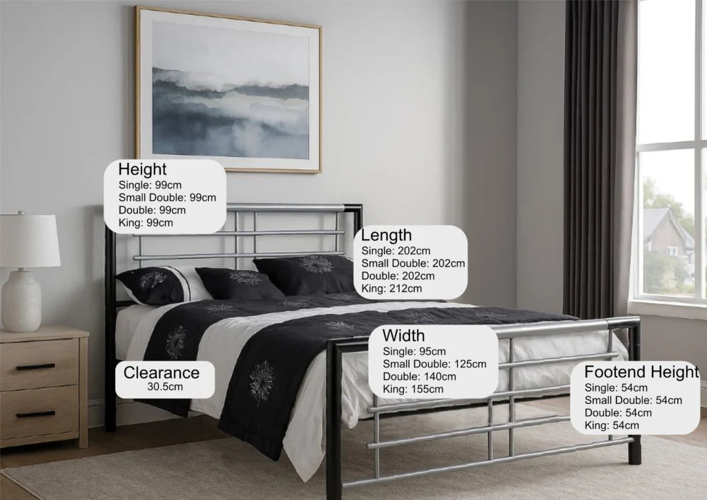 The Bromley | Luxury Black & Silver Reinforced Metal Bed