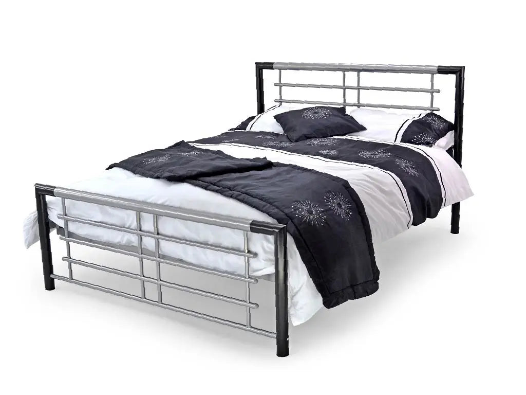 The Bromley | Luxury Black & Silver Reinforced Metal Bed