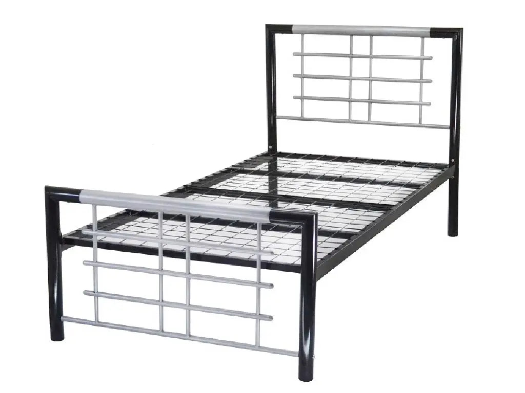 The Bromley | Luxury Black & Silver Reinforced Metal Bed