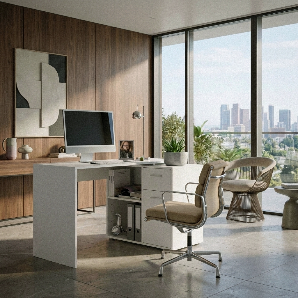 The Calder White | Luxury Corner Desk