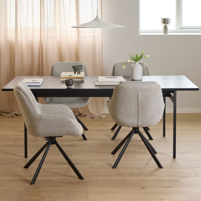 The Calista | Luxury Sand Chenille Swivel Dining Chair – Set of 2