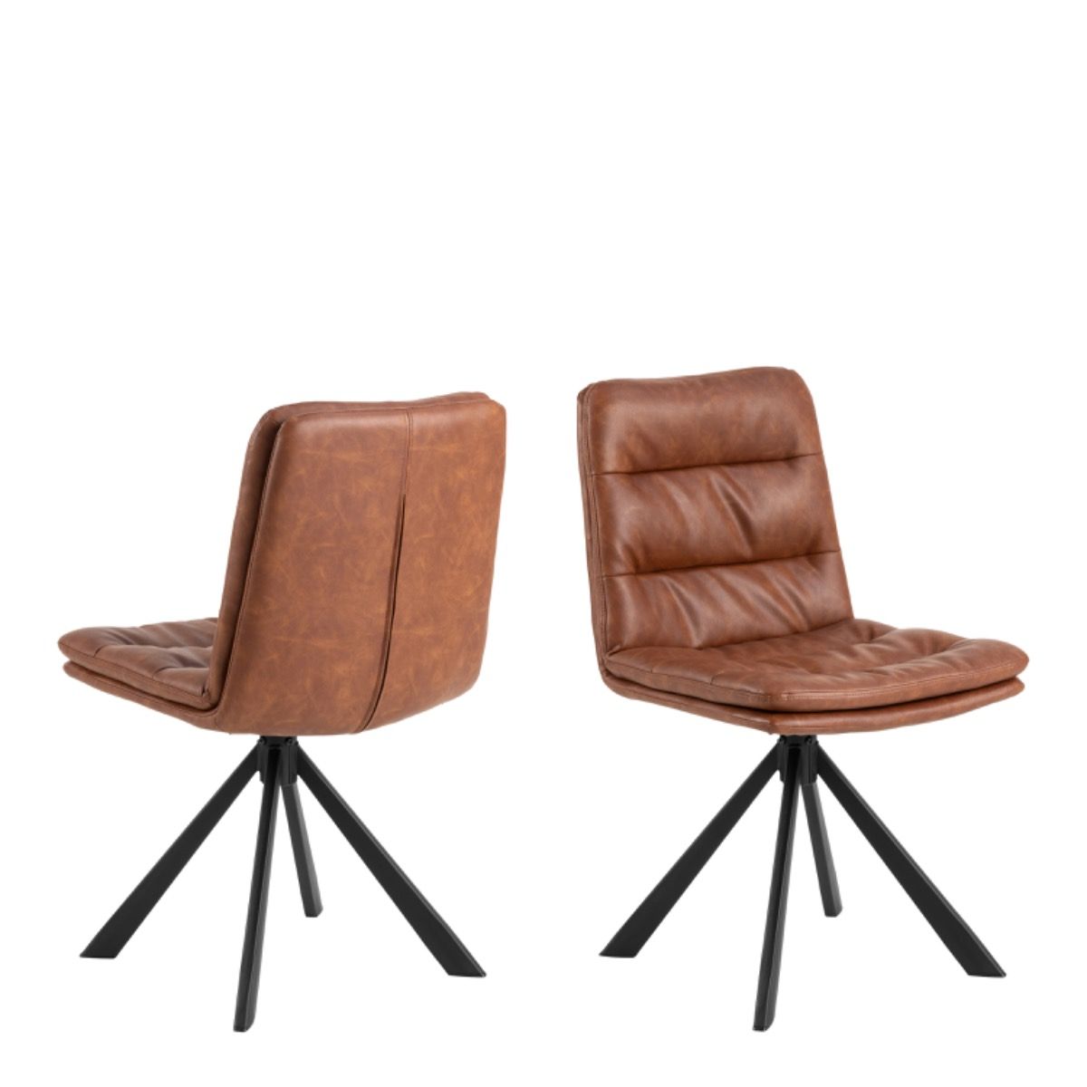 The Cognac | Luxury Tan Swivel Dining Chairs – Set of 2