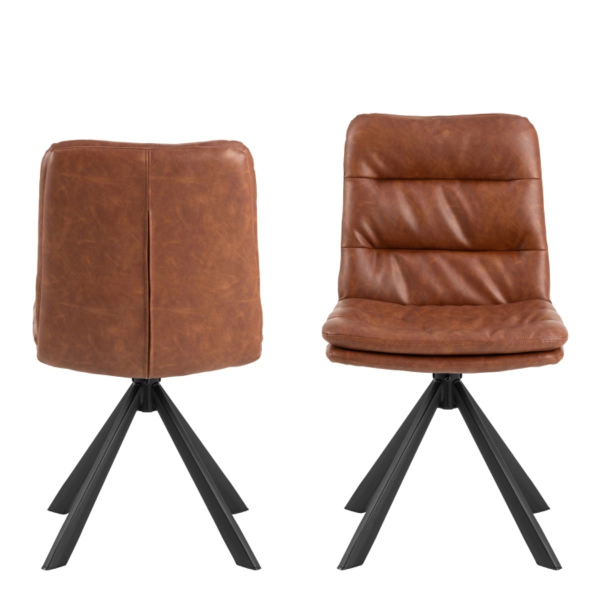 The Cognac | Luxury Tan Swivel Dining Chairs – Set of 2