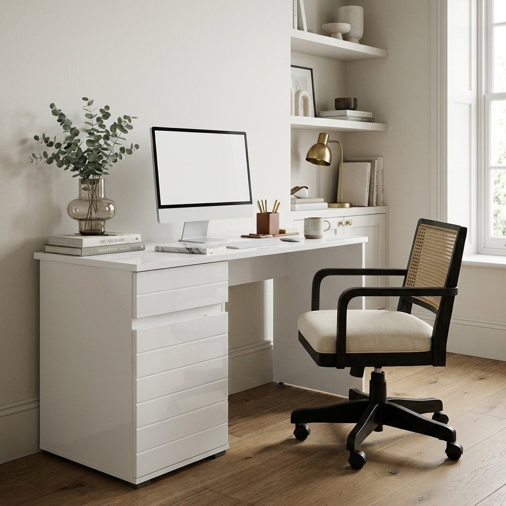 The Ellington | Luxury White Gloss Desk