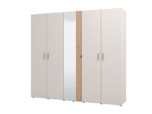 Giorno | 5 Door Mirrored Wardrobe - Cashmere And Artisan Oak Effect