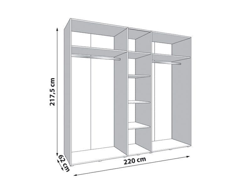 Giorno | 5 Door Mirrored Wardrobe - Cashmere And Artisan Oak Effect