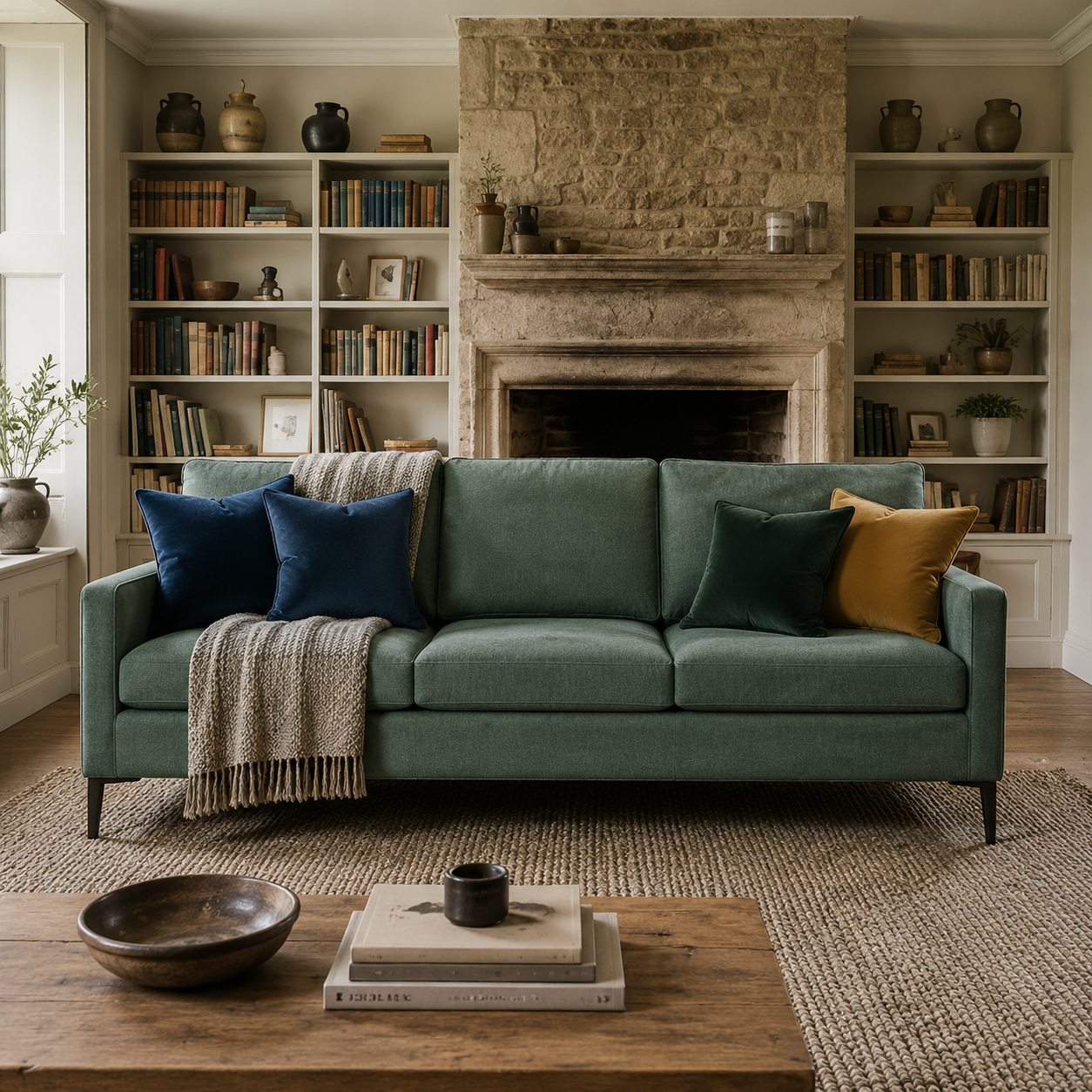 Henley | Green Textured Fabric - Luxury 3 Seater Sofa