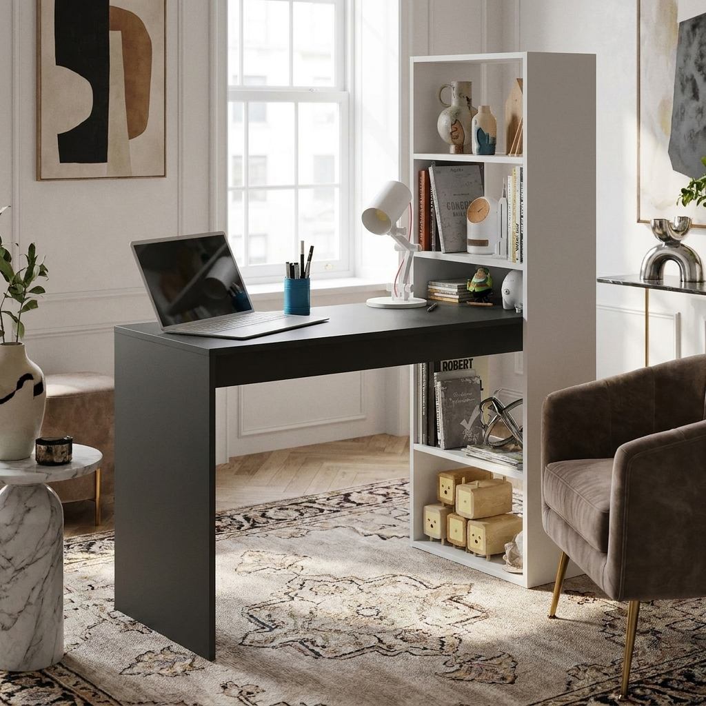 The Highbury | Luxury Grey Desk & Bookcase