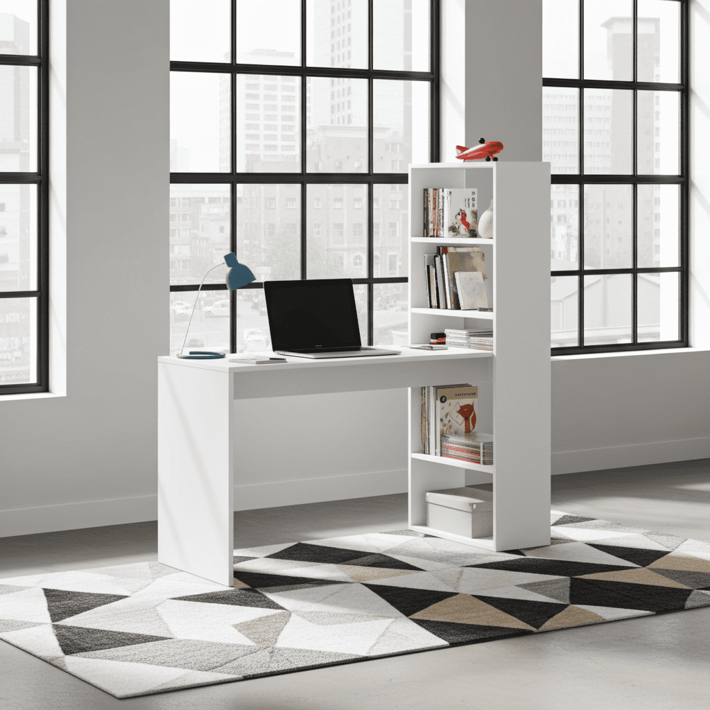 The Highbury White | Luxury Matt Finish Desk & Bookcase