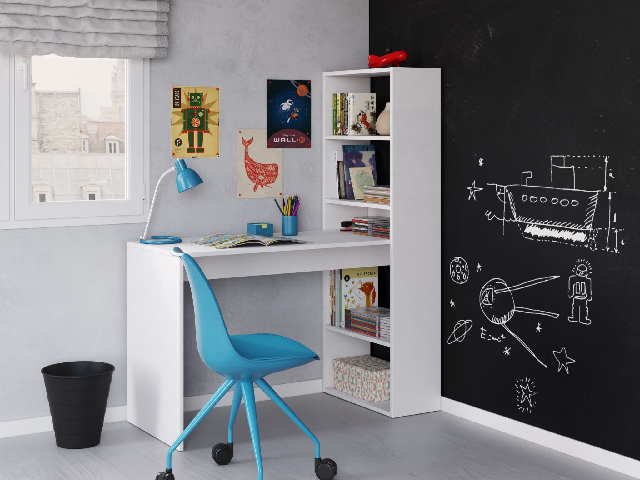 The Highbury White | Luxury Matt Finish Desk & Bookcase