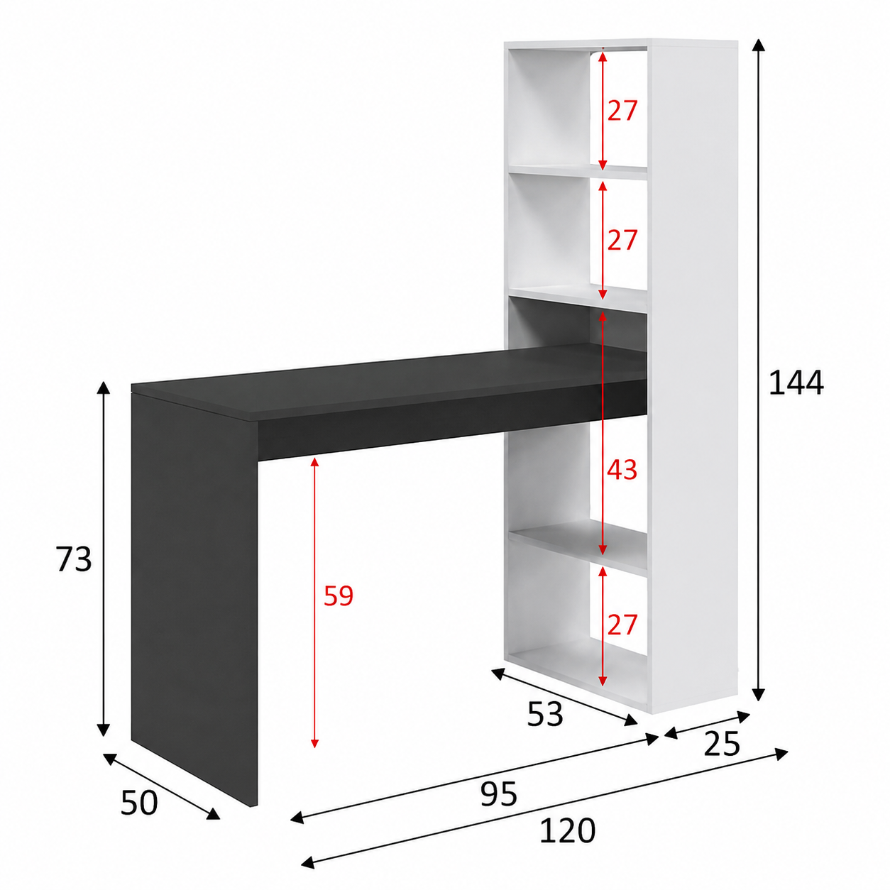 The Highbury | Luxury Grey Desk & Bookcase