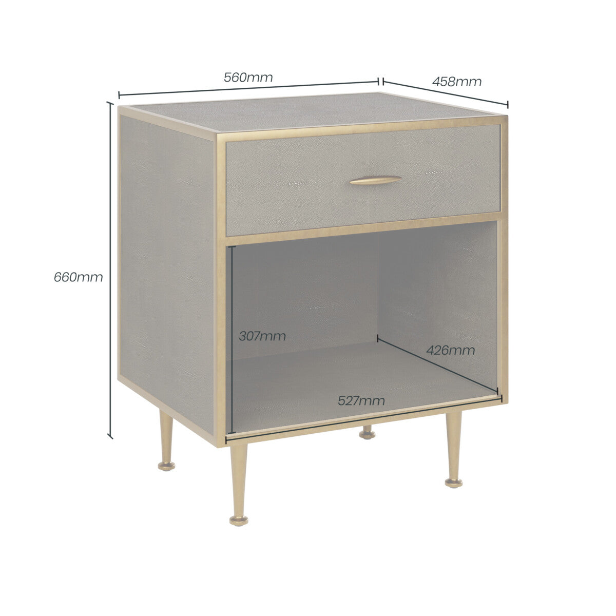 Regency | Faux Shagreen Luxury Bedside Table