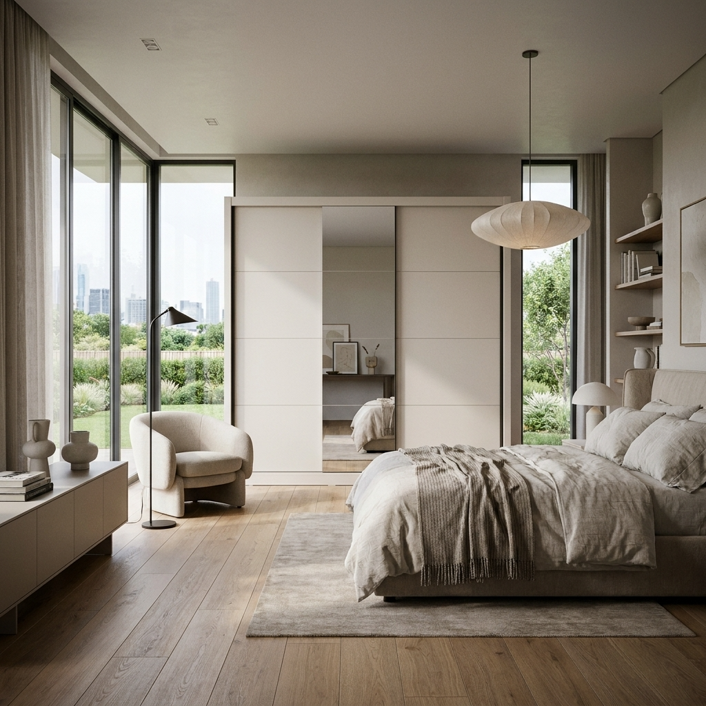 Avenor | Luxury Cashmere Taupe XL Mirrored Sliding Door Wardrobe