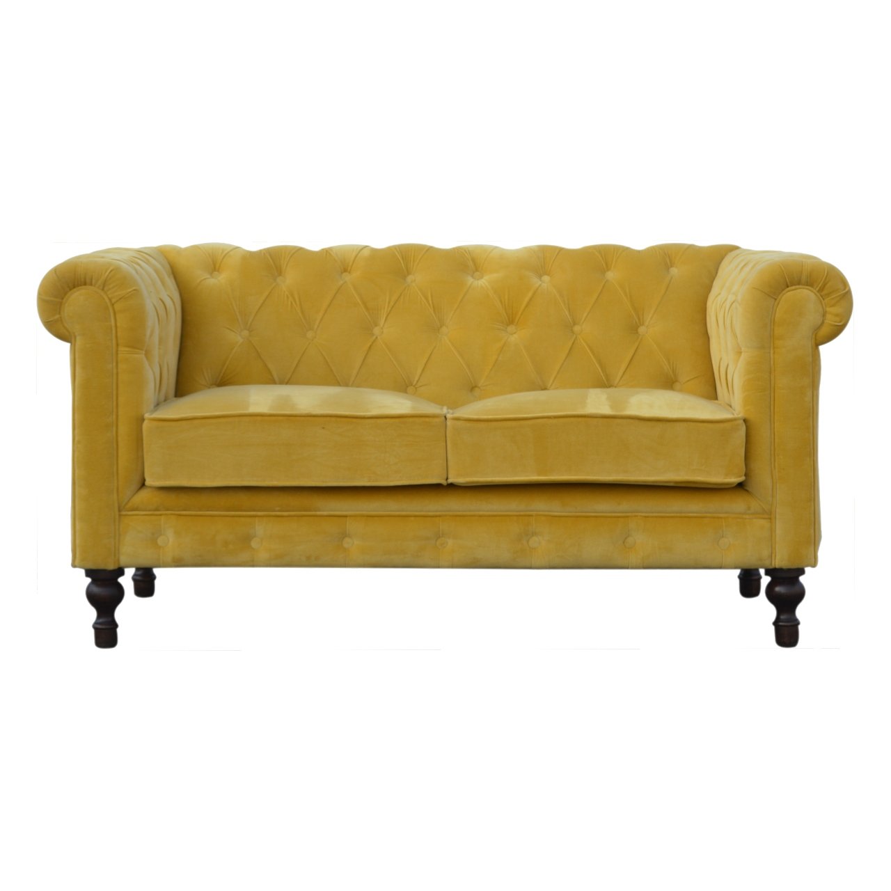 Kensington | Mustard Velvet Chesterfield - 2 Seater Sofa