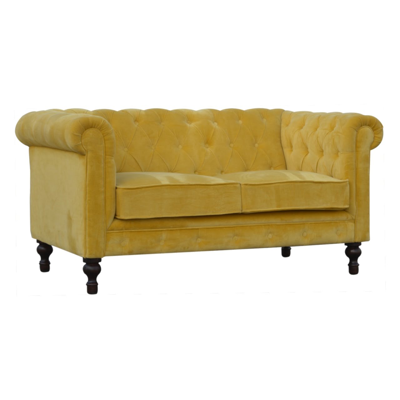 Kensington | Mustard Velvet Chesterfield - 2 Seater Sofa