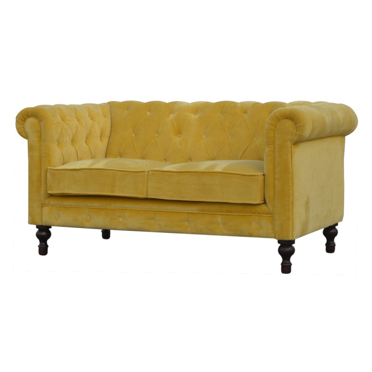 Kensington | Mustard Velvet Chesterfield - 2 Seater Sofa