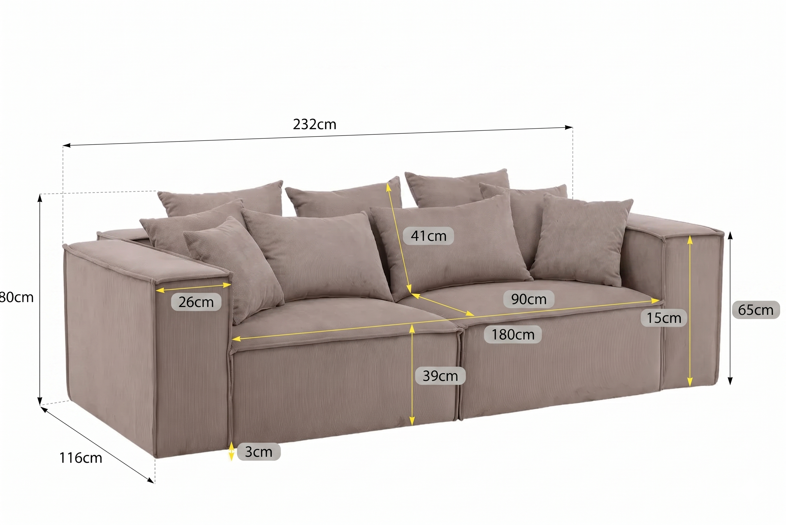 Montclair | Manchester Fabric - Luxury 3 Seater Sofa