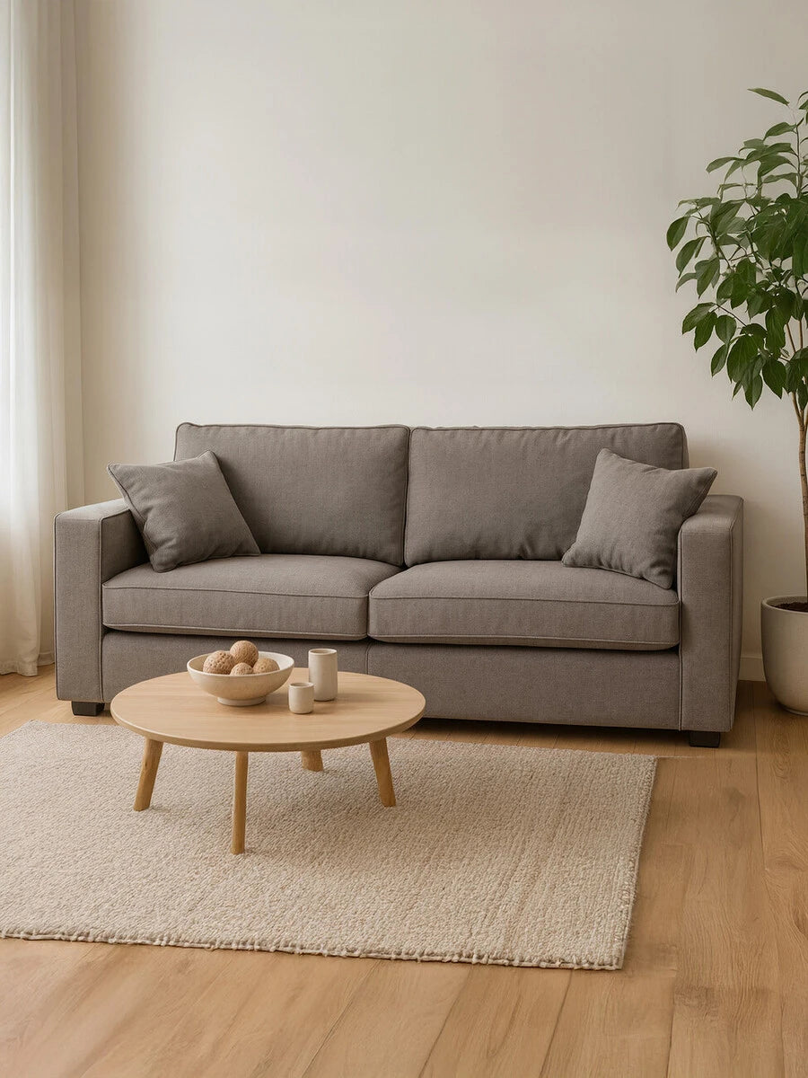 Noura | Luxury Grey Fabric 3 Seater Sofa