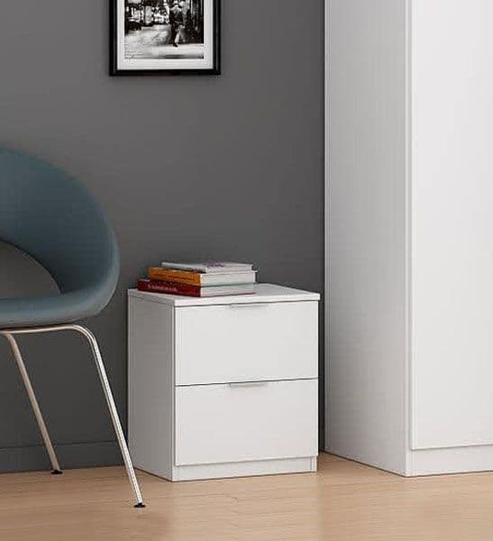 Nuvex | White Bedside - 2 Drawers