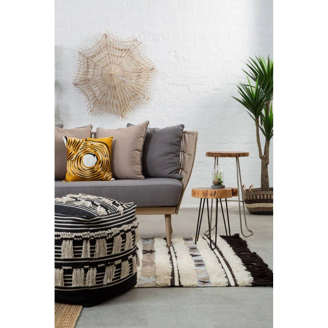 Oakhaven | Luxury Woven Rope 2 Seater Sofa with Grey Cushions