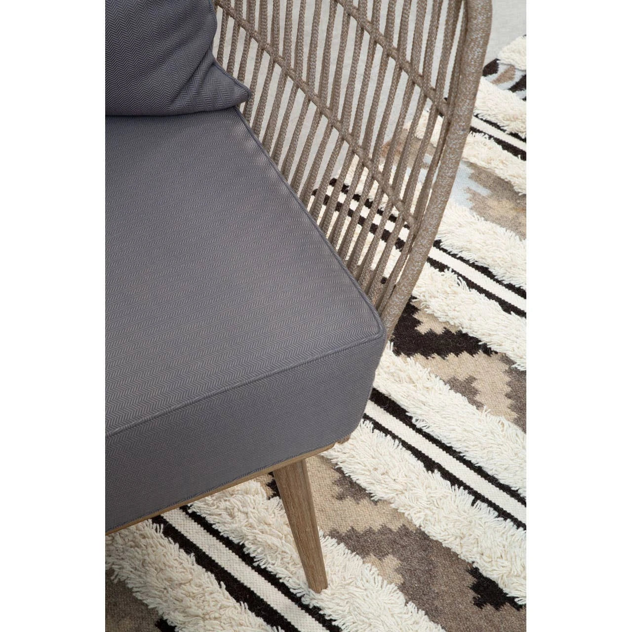 Oakhaven | Luxury Woven Rope 2 Seater Sofa with Grey Cushions
