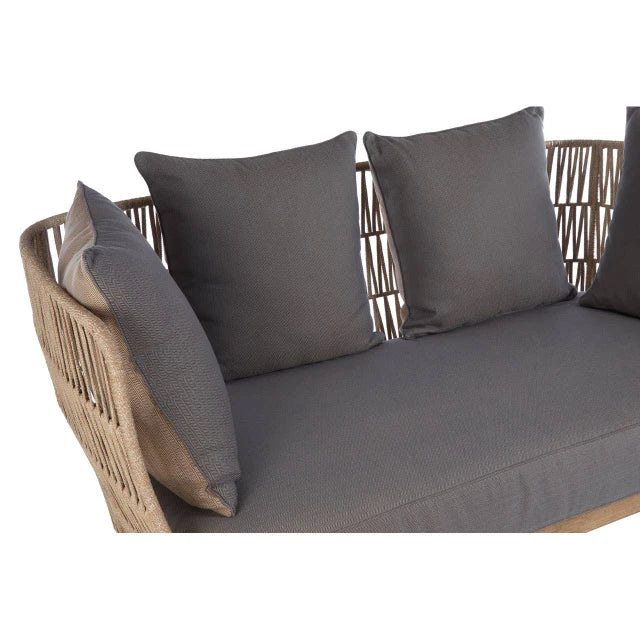 Oakhaven | Luxury Woven Rope 2 Seater Sofa with Grey Cushions
