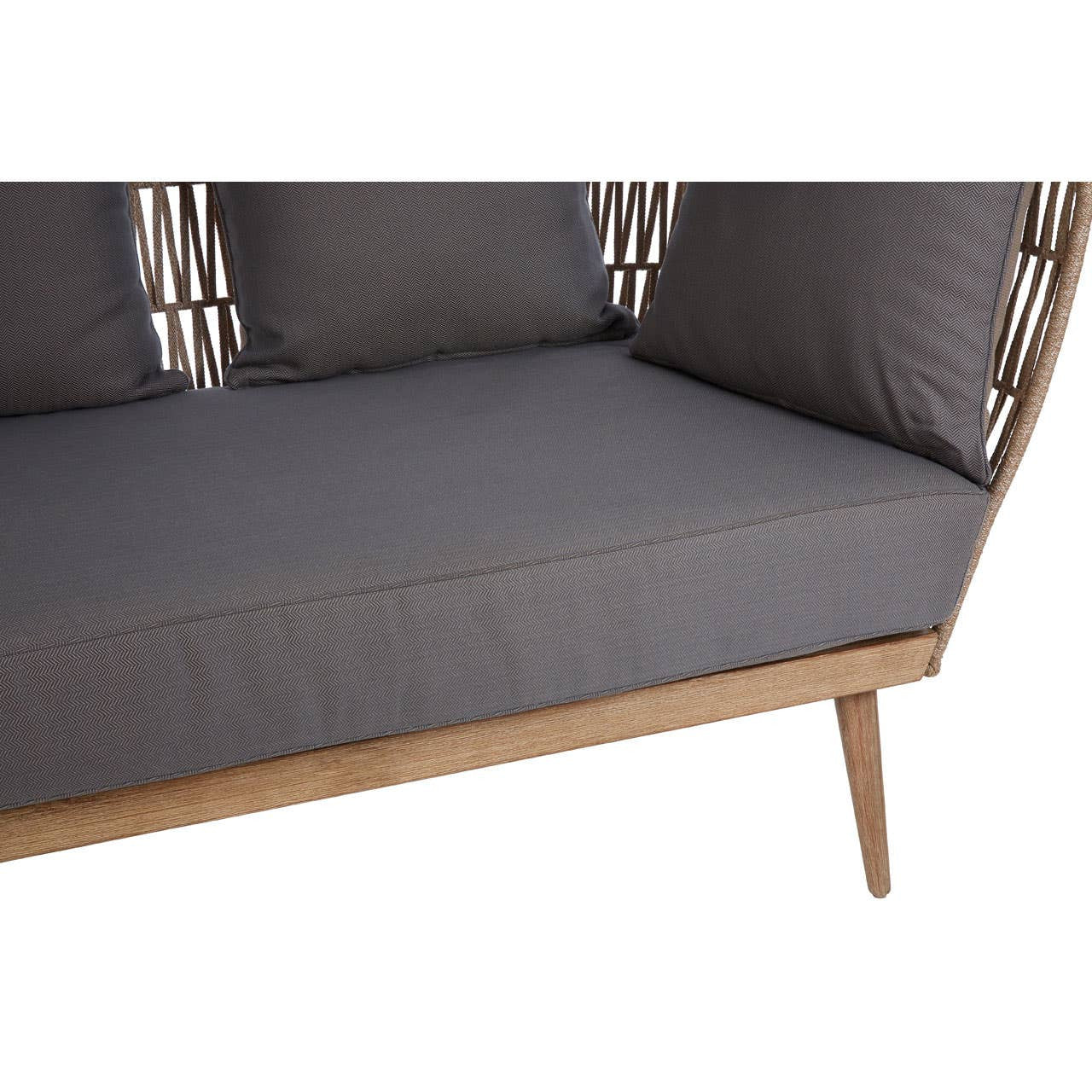 Oakhaven | Luxury Woven Rope 2 Seater Sofa with Grey Cushions