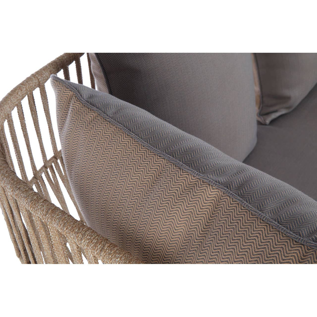 Oakhaven | Luxury Woven Rope 2 Seater Sofa with Grey Cushions