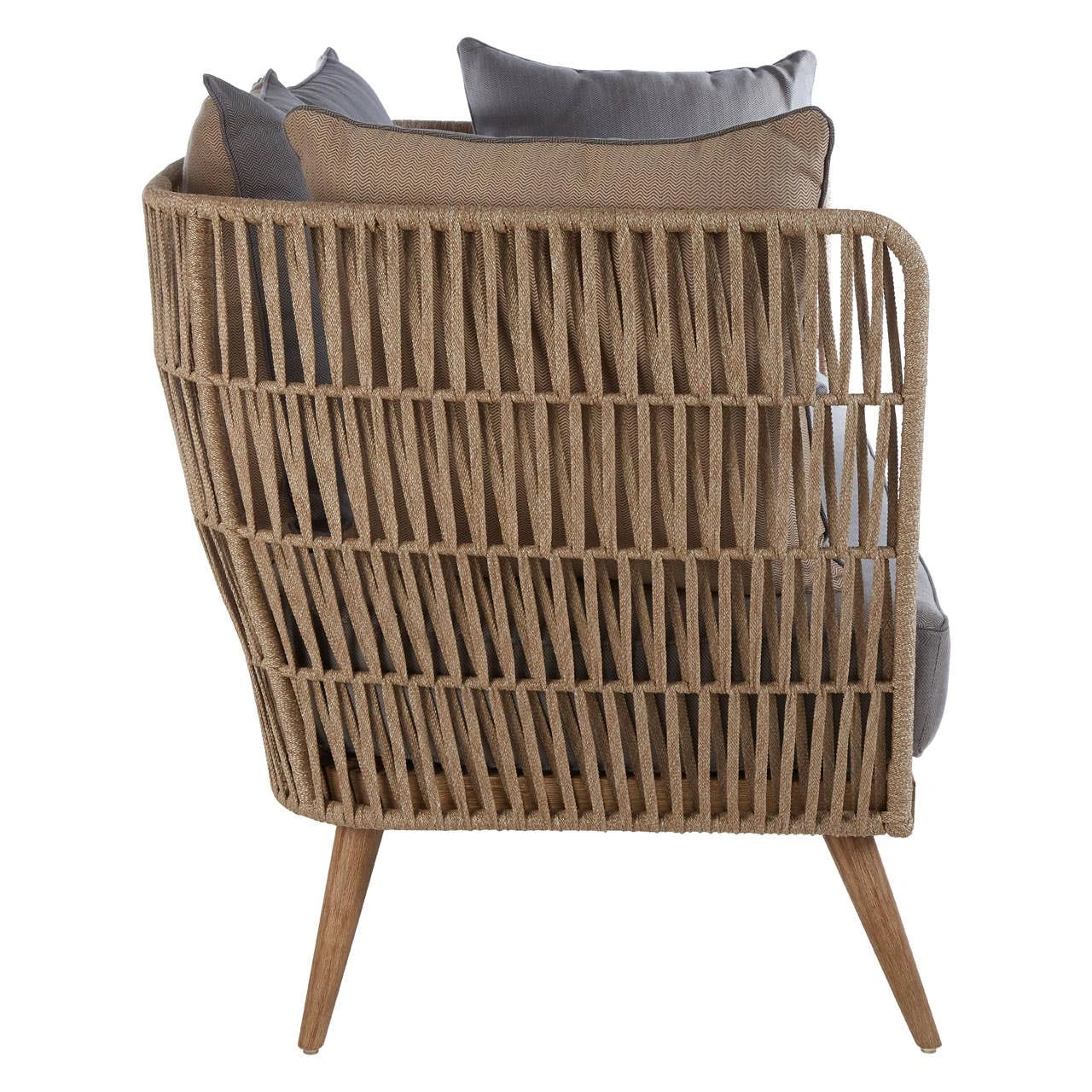Oakhaven | Luxury Woven Rope 2 Seater Sofa with Grey Cushions