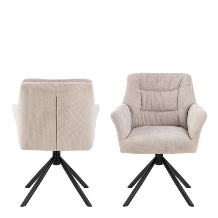 The Marbella | Luxury Cream Chenille Swivel Dining Chair – Set of 2
