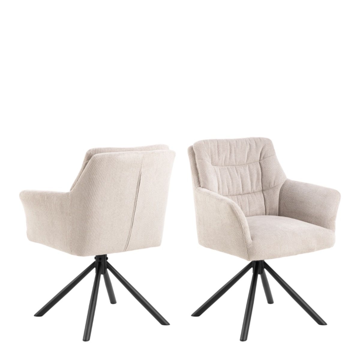 The Marbella | Luxury Cream Chenille Swivel Dining Chair – Set of 2