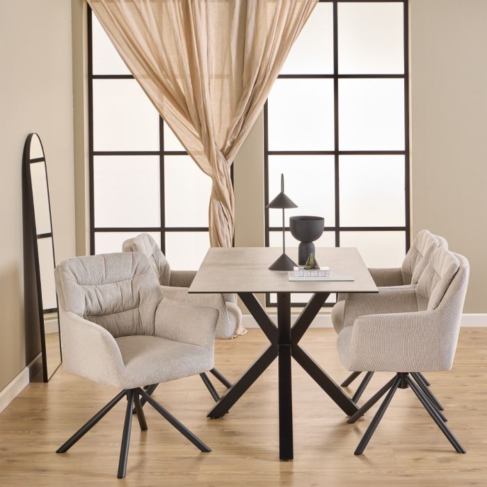 The Marbella | Luxury Cream Chenille Swivel Dining Chair – Set of 2