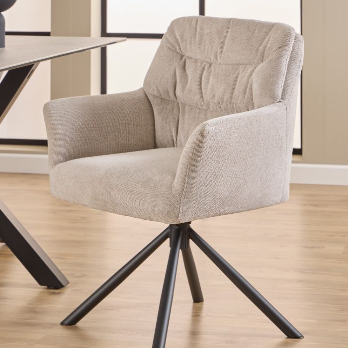 The Marbella | Luxury Cream Chenille Swivel Dining Chair – Set of 2