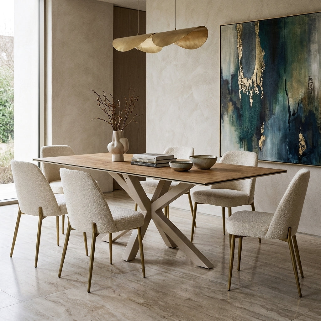 Cerreto | Luxury Wild Oak Ceramic Glass Dining Table – Grey
