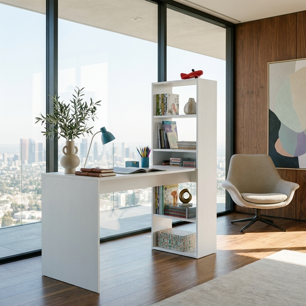 The Highbury White | Luxury Matt Finish Desk & Bookcase