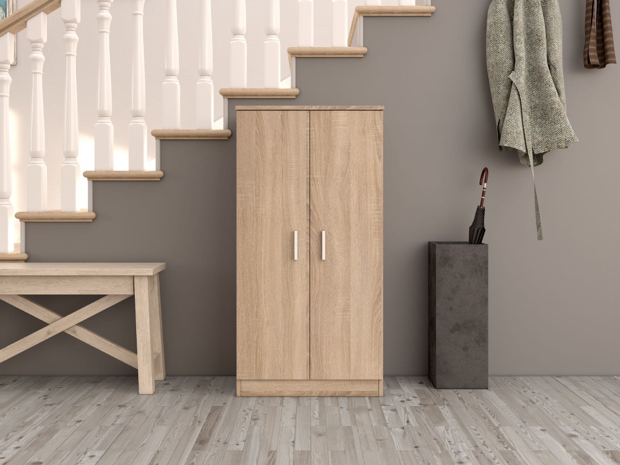 Sand Oak Effect Shoe Cupboard