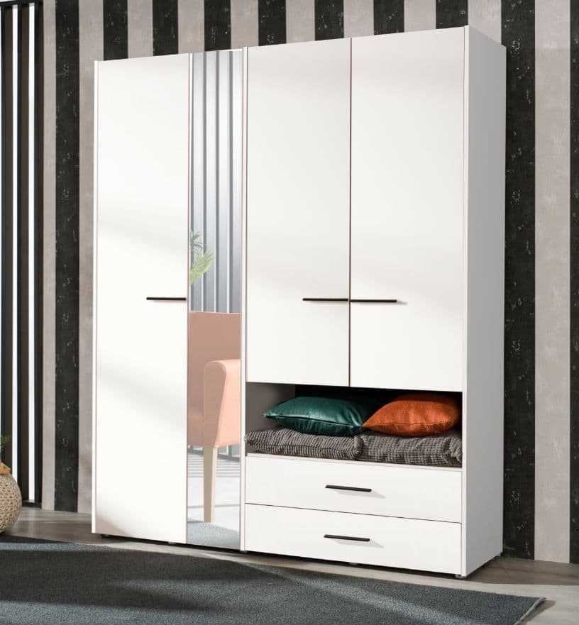 Solana | White Mirror Wardrobe - 4 Door