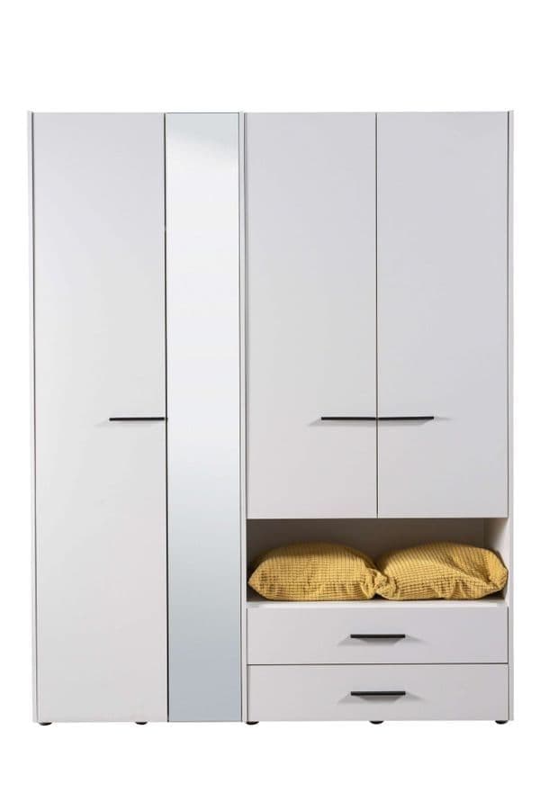 Solana | White Mirror Wardrobe - 4 Door