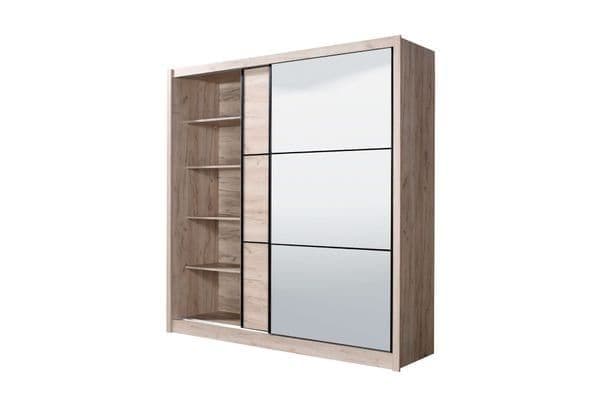 Veylen | Luxury Oak Effect Mirrored Sliding Wardrobe