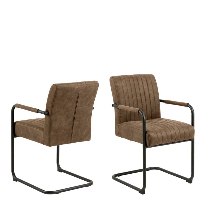 The Amara Light Brown Microfibre Dining Chair – Set of 2 – image 1