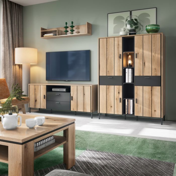 Amwaja Oak & Grey TV Cabinet – supplier image 3