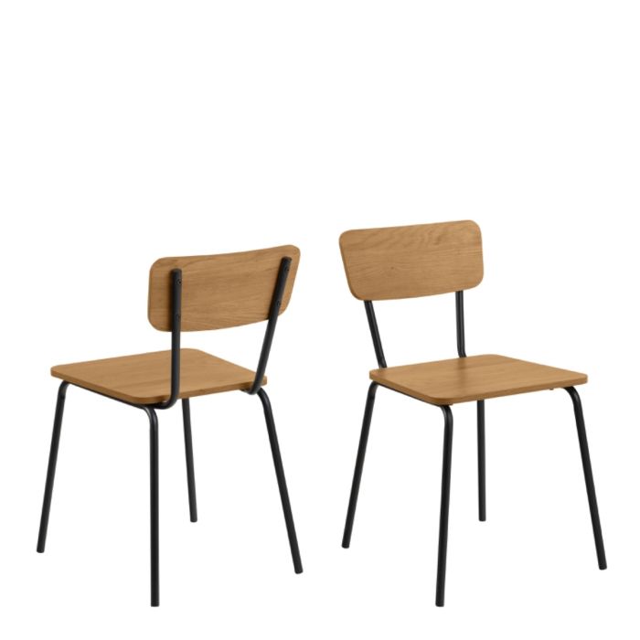 The Aspen Oak-Effect & Black Steel Dining Chair – Set of 4 – image 1