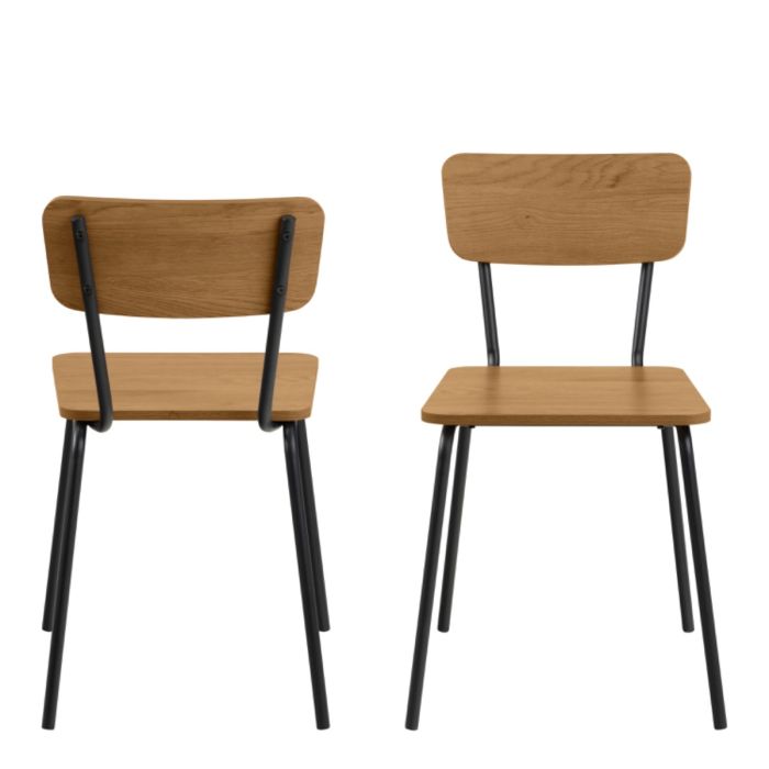The Aspen Oak-Effect & Black Steel Dining Chair – Set of 4 – image 2