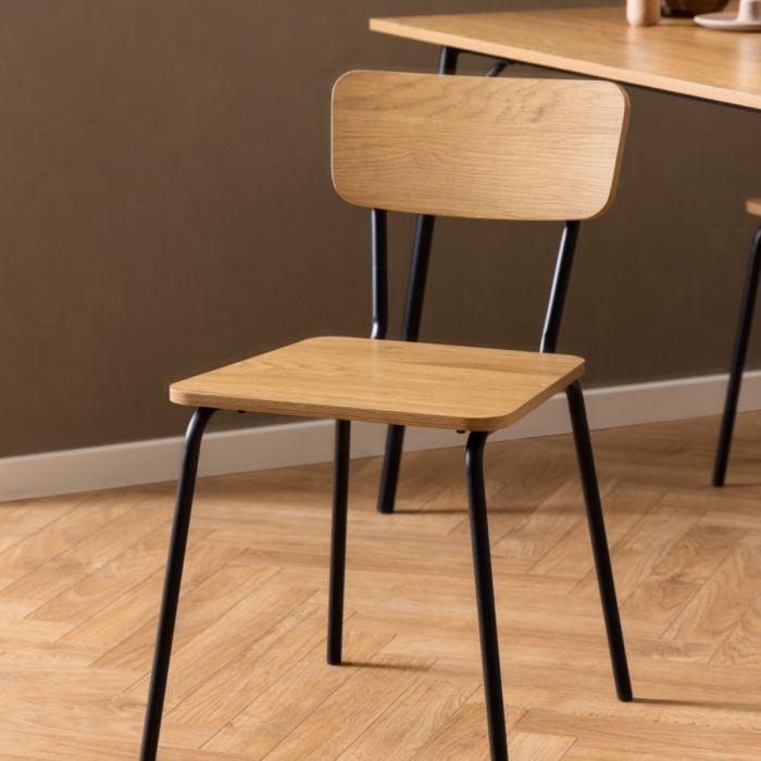 The Aspen Oak-Effect & Black Steel Dining Chair – Set of 4 – image 5
