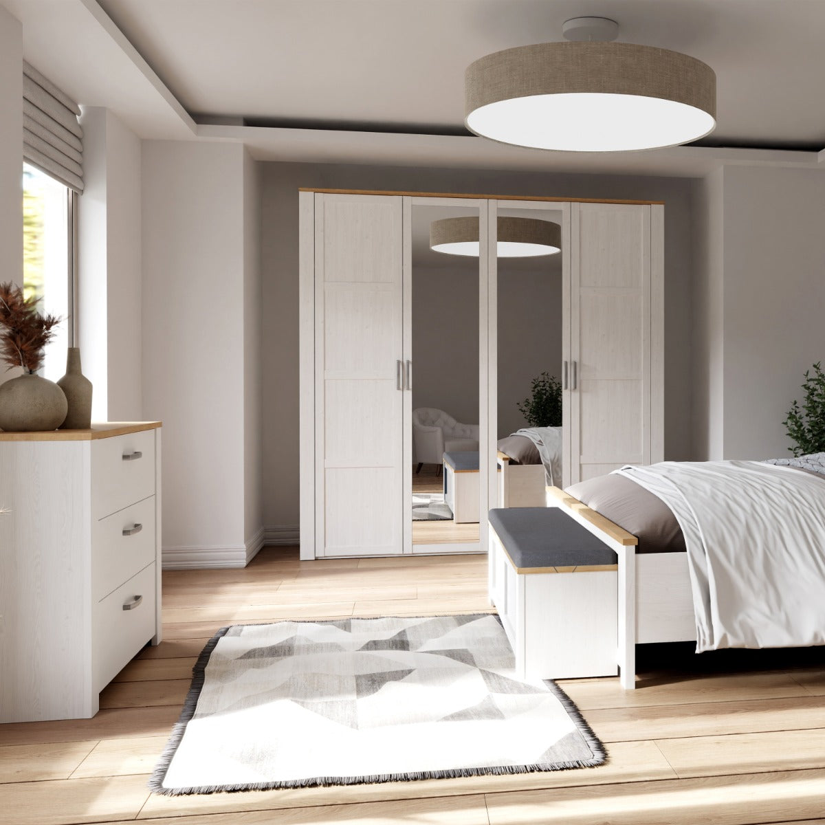 Avellino White & Riviera Oak mirrored wardrobe - original supplier photo 5