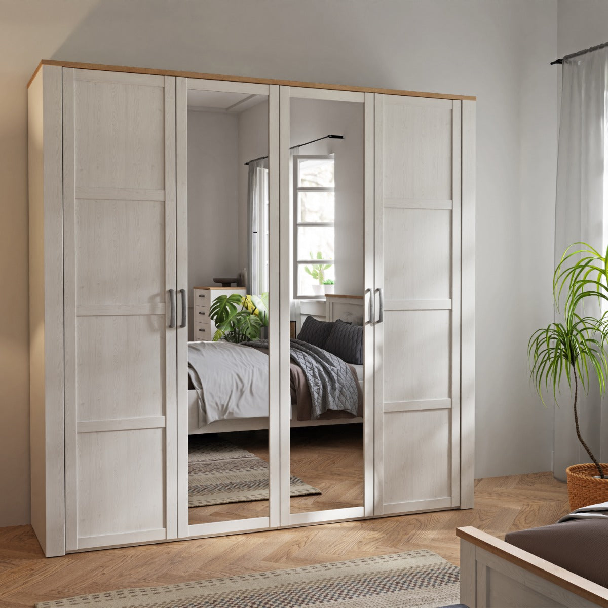 Avellino White & Riviera Oak mirrored wardrobe - original supplier photo 7