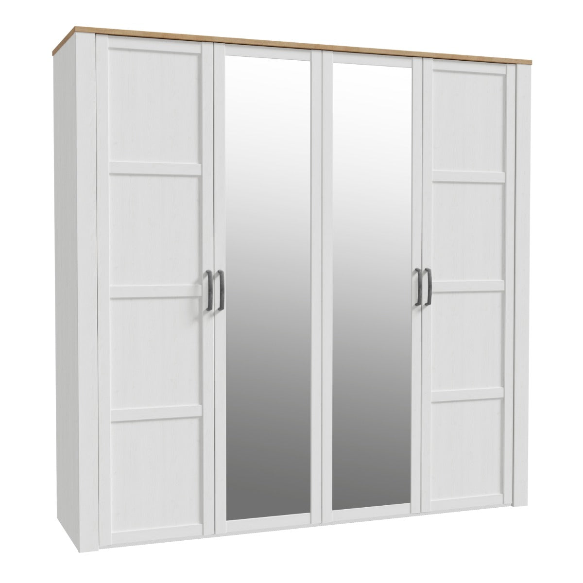Avellino White & Riviera Oak mirrored wardrobe - original supplier photo 1