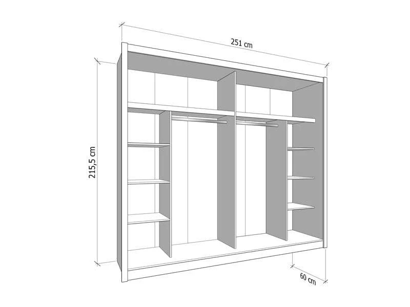 Avenor Cashmere Taupe XL Mirrored Sliding Door Wardrobe dimensions